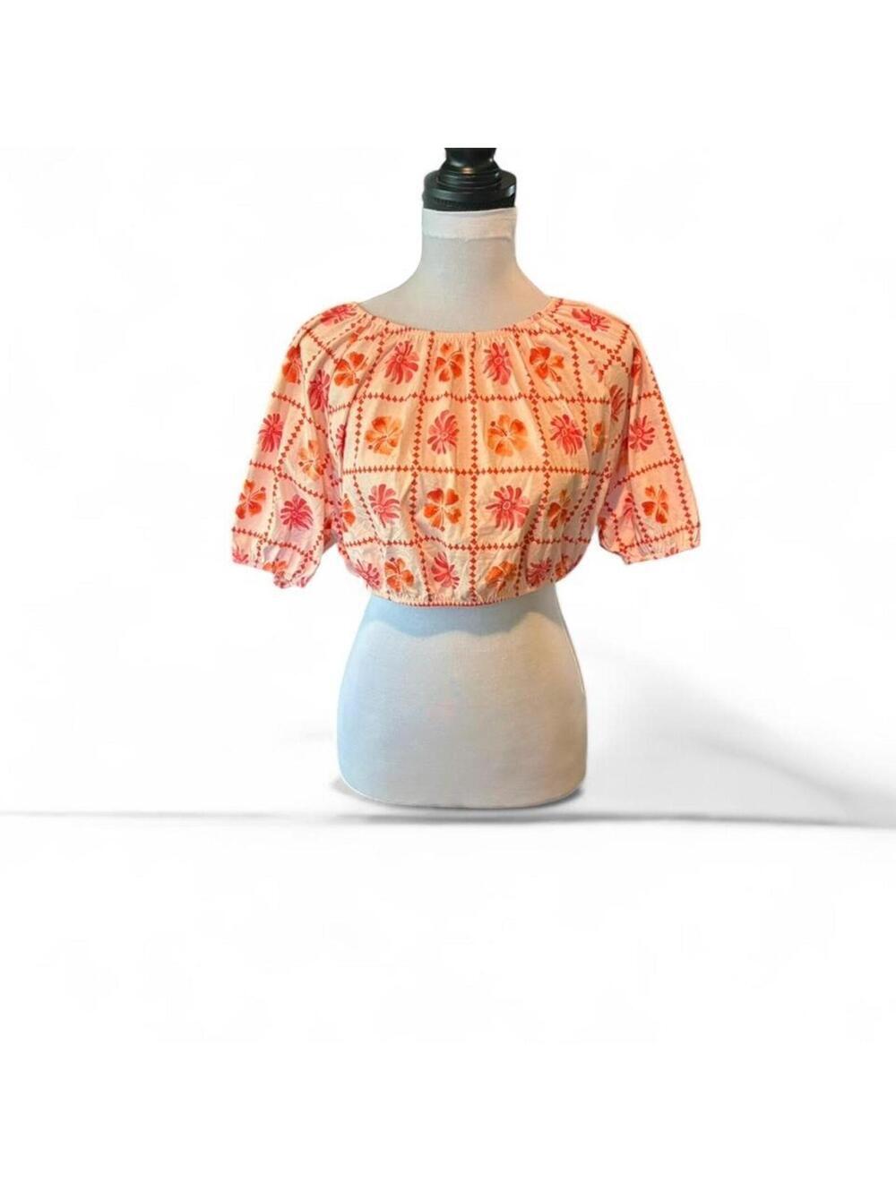 Zara teen cotton cropped boho top size S